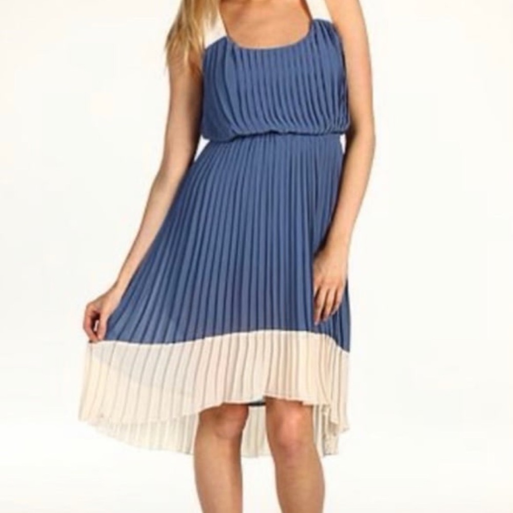 Jessica Simpson Blue Pleated High Low Sundress